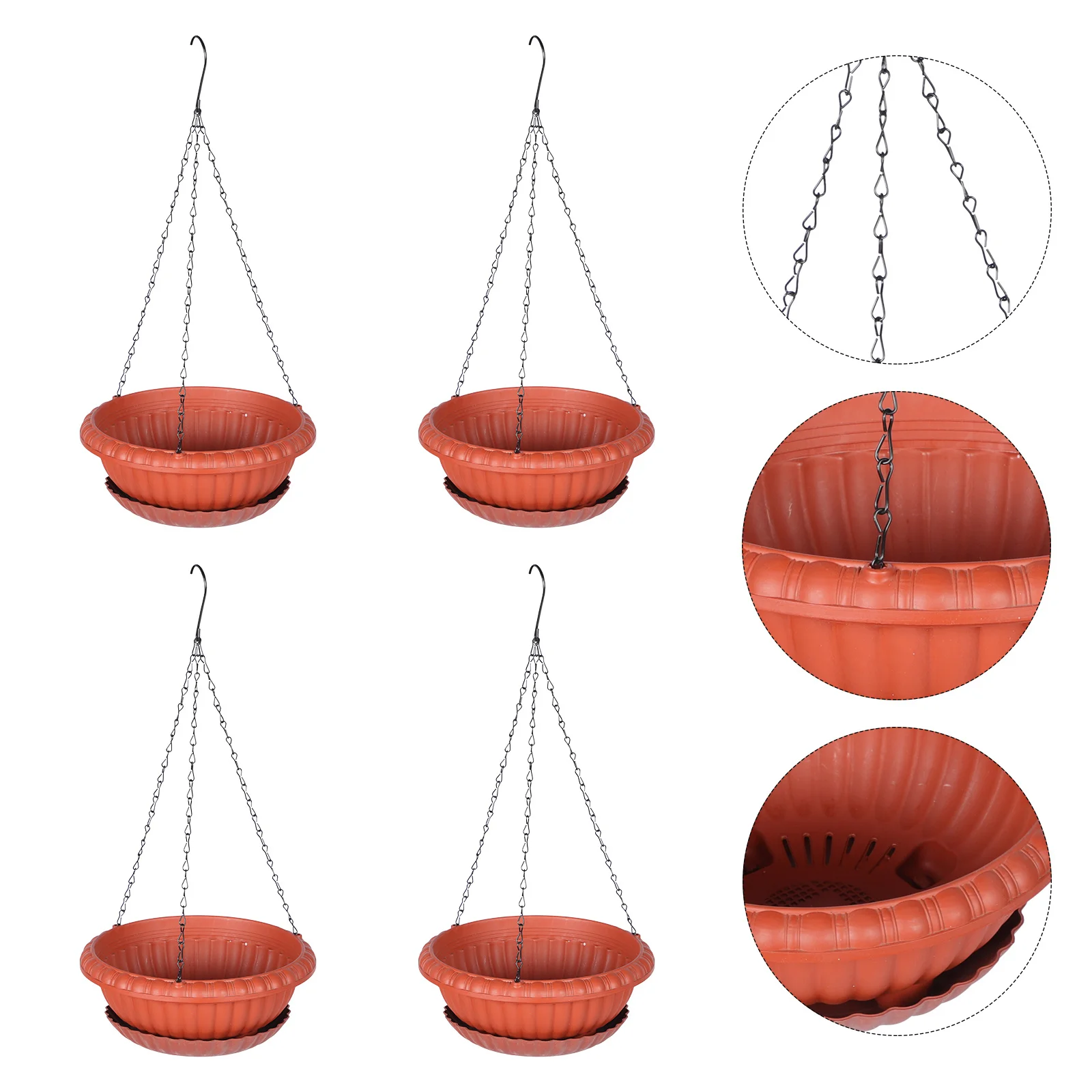 

4 set Semi-Circular Hanging Flower Pot Metal Pp Material For Herbs Succulents Garden Decor Hanging Plant Holders Garden