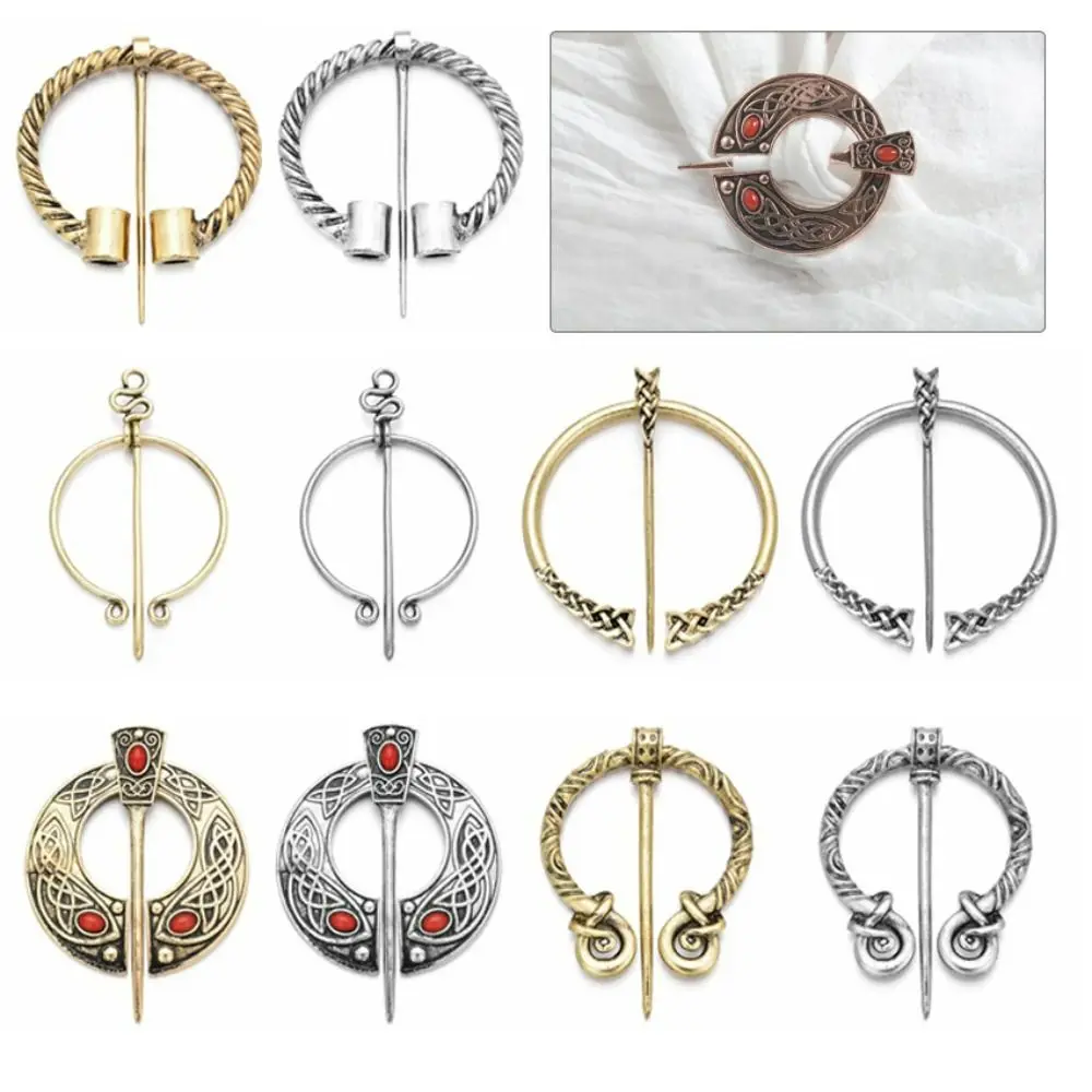 Medieval Alloy Viking Brooch Silver/Gold Fashion Jewelry Scarf Brooch Cloak Pin Commercial