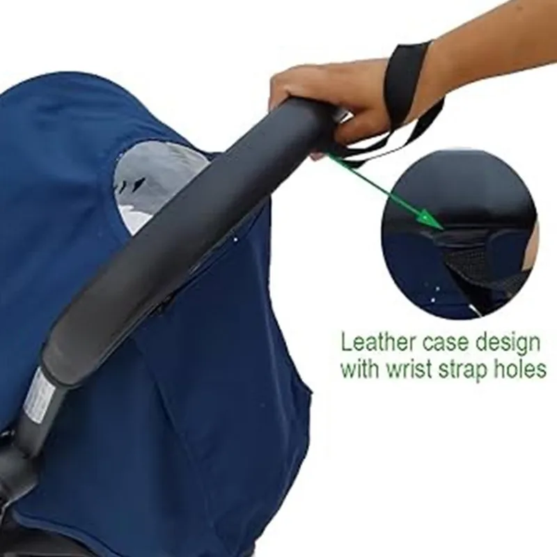 Baby Stroller Handle Pu Leather Cover Umbrella Strollers Handle Accessories Stroller Handle Zipper Protective Cover Anti-lost