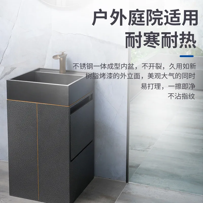 Thickened stainless steel integrated forming basin Outdoor wash basin Garden Outdoor wash basin Balcony Wall wash