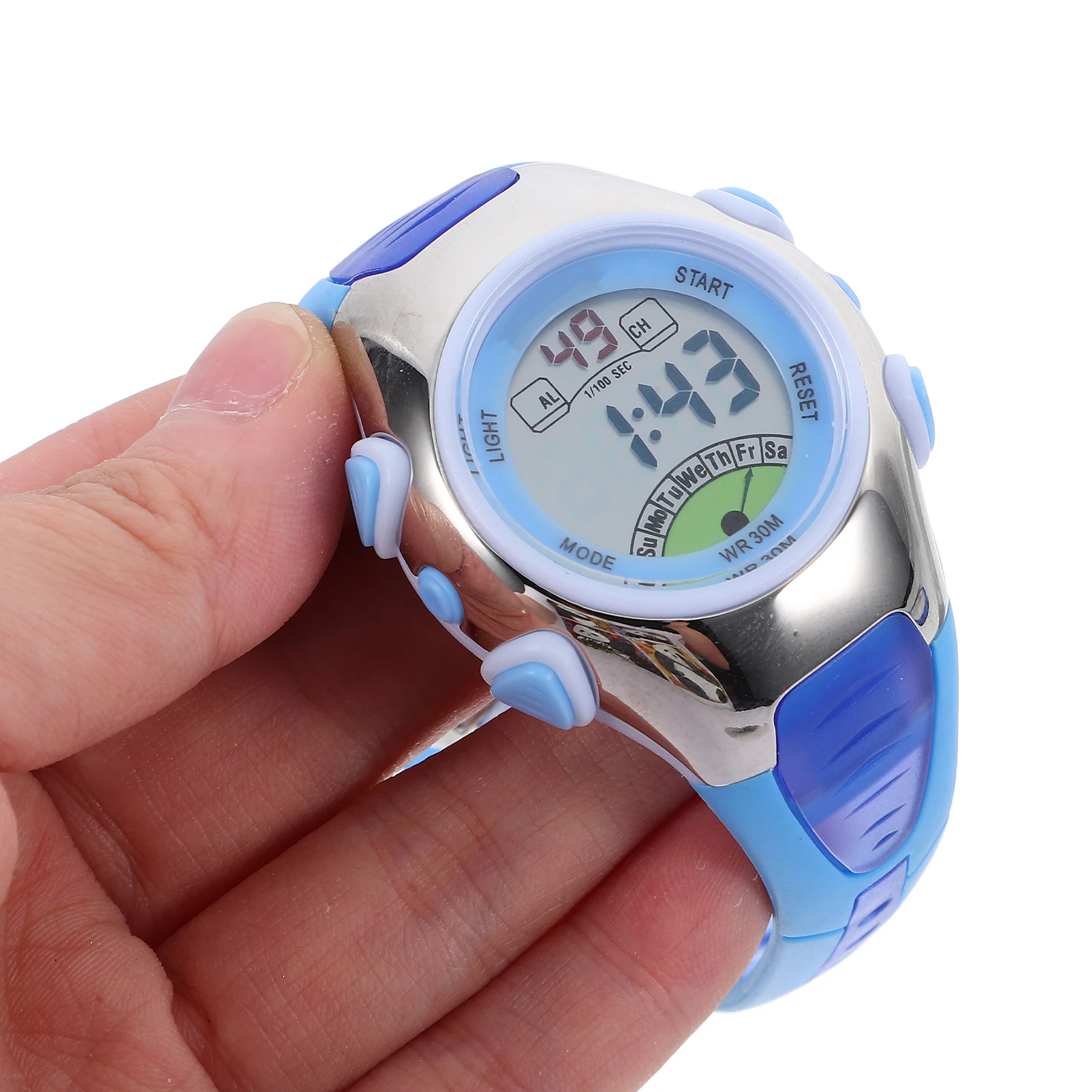 

LED Digital Sports Watch Kids Blue Durable Plastic Rubber 30M Waterproof Alarm Stopwatch Children Wristwatch