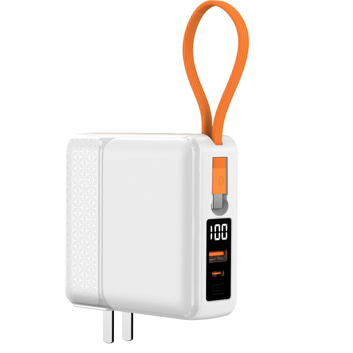 22.5W  Fast Charge AC Plug Power Bank 15000mah Build in 2 Piece Cables for  Pro Max Plus