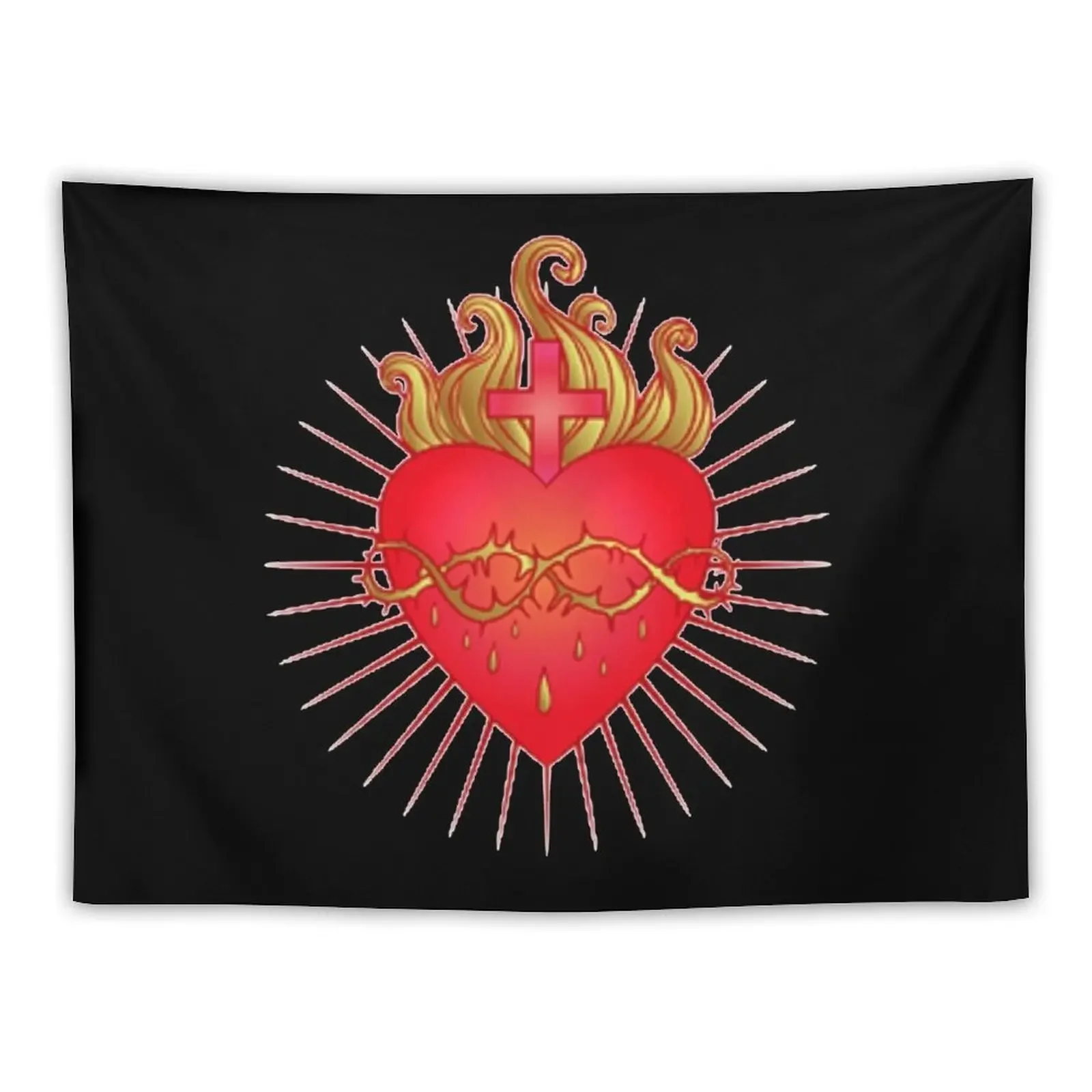 SACRED HEART OF JESUS CHRIST Tapestry Aesthetic Room Decors Room Decor Aesthetics For Room Decoration Korean Style Tapestry