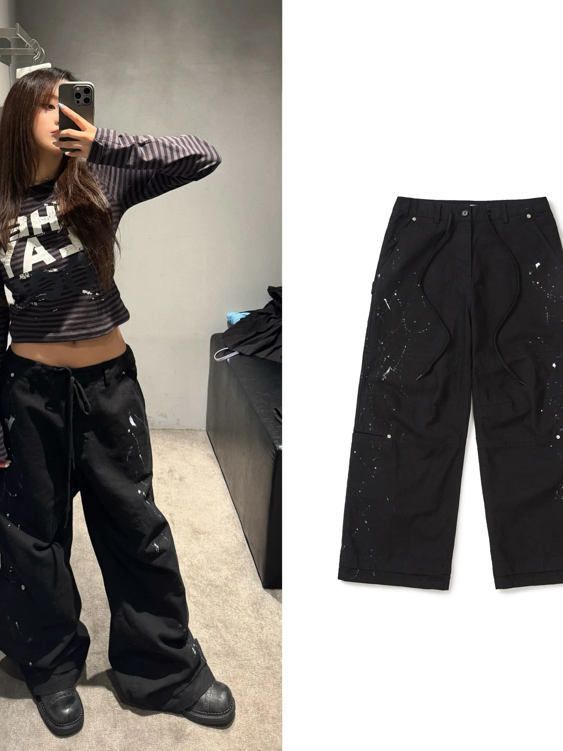 

Американские свободные прямые повседневные брюки с широкими штанинами, длинные брюки, повседневные спортивные штаны для женщин