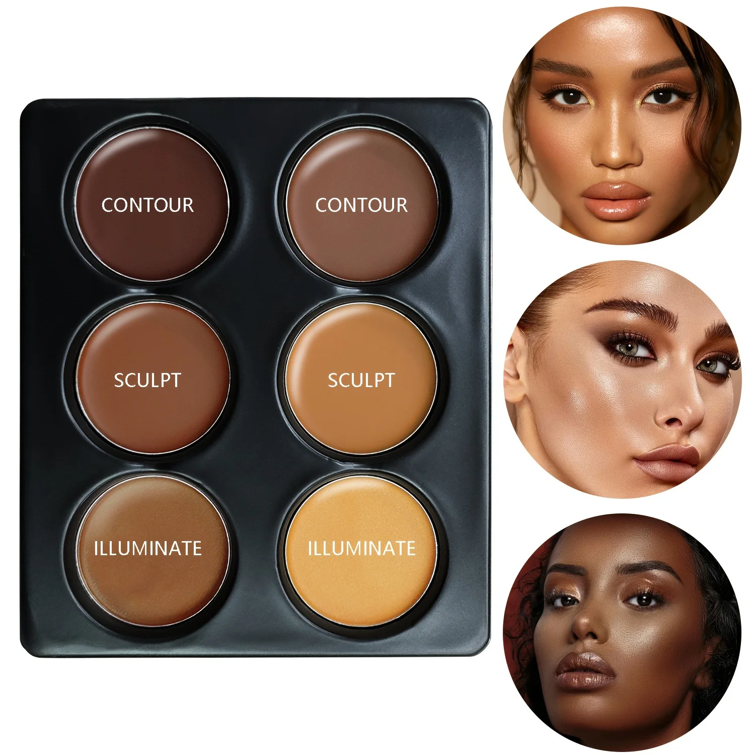 6-Farben-Konturcreme-Palette, langlebige Concealer-Grundierung, Abdeckung für Schönheits fehler, schafft perfekten 3D-Look im natürlichen Glanz