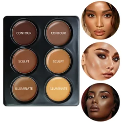 6-color Contour Cream Palette, Long-lasting Concealer Foundation, Coverage For Blemishes, Creates Perfect Natural Glow 3D Look