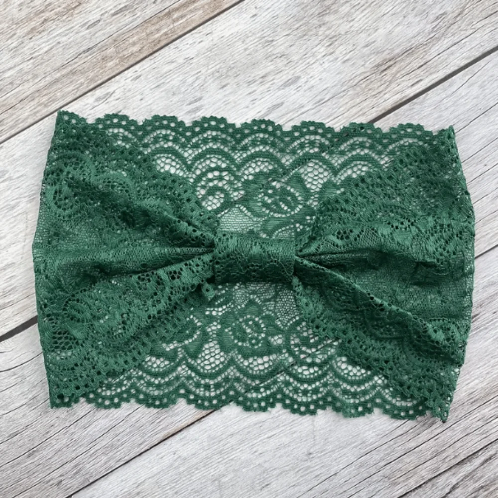 Stylish Soft Solid Color Headband Bow Wide Lace Trim Headband Breathable Comfortable Fabric Headband Running