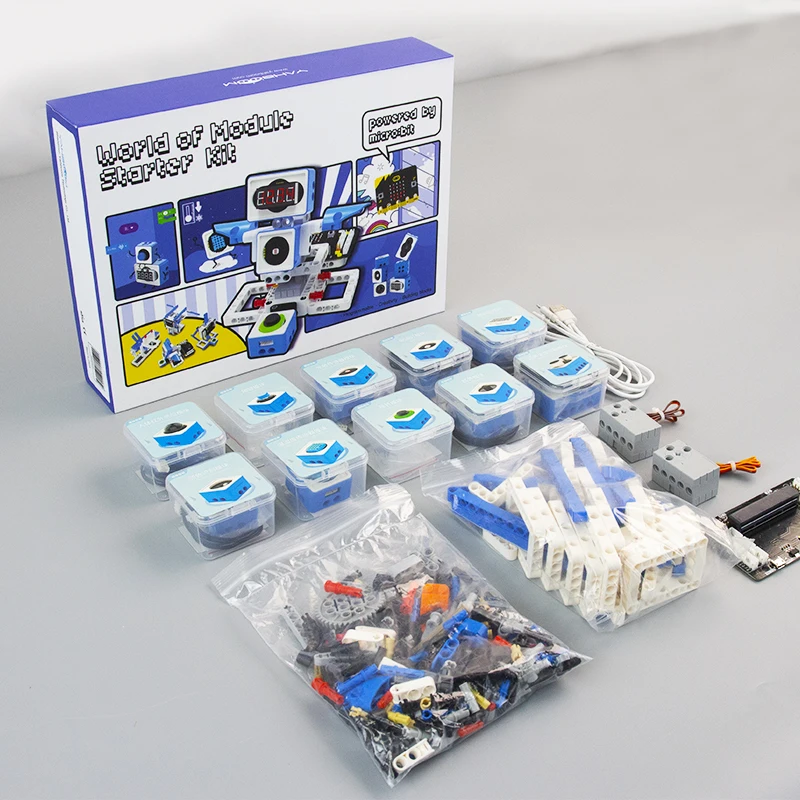 Imagem -05 - Microbit v2 Robótica Kit para Crianças Faça Você Mesmo Sensor Eletrônico Brinquedo Programável Suporta Programação Makecode Python 21 em 1