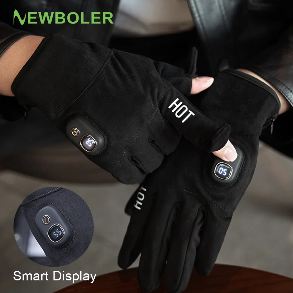 NEWBOLER Smart Version Winter USB Heated Gloves Waterproof Adjustable Touchscreen Gloves Reusable Warm Rechargeable Gloves