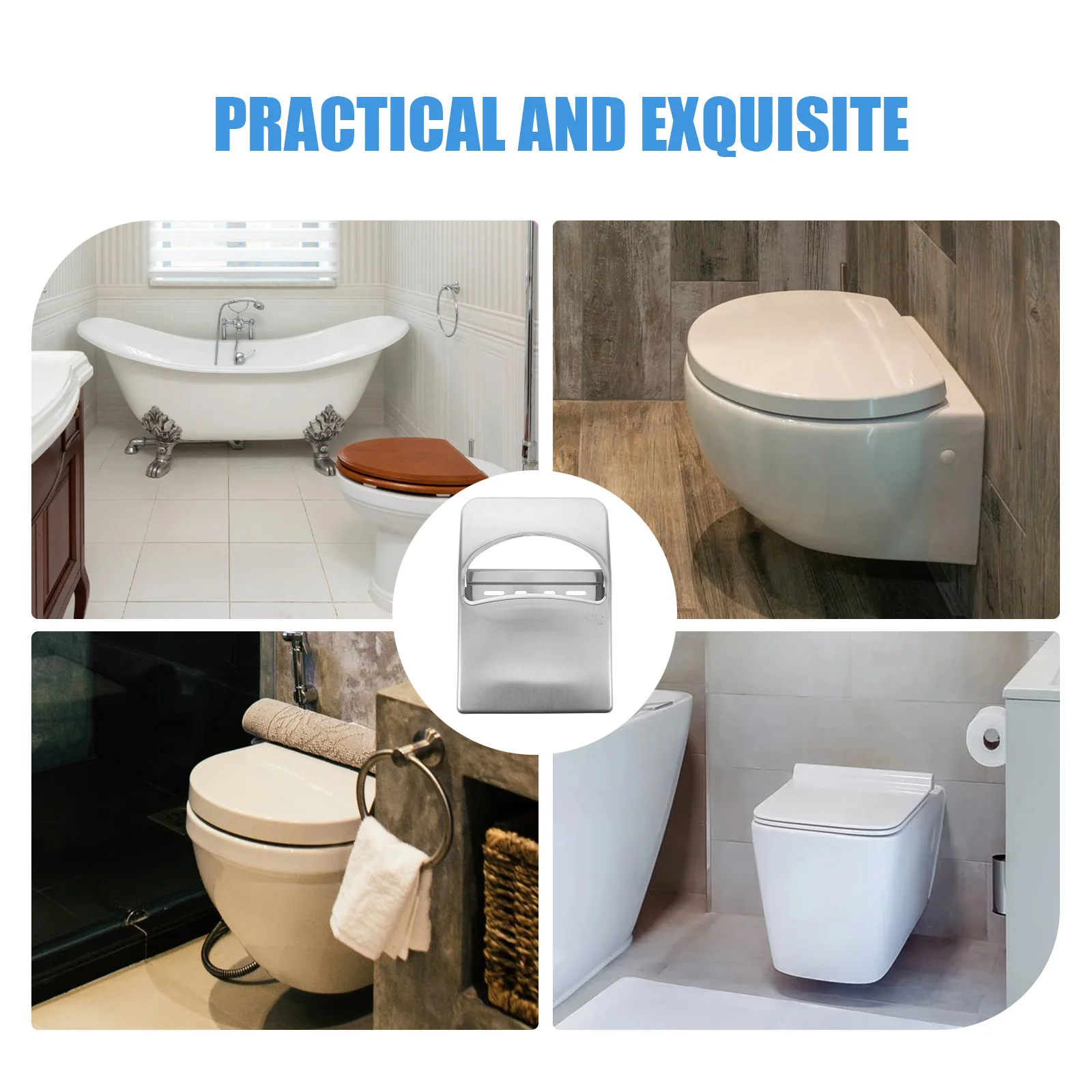 

Stainless Steel Toilet Seat Cover Dispenser Wall Mounted 1/4 Fold Commercial Bathroom Organizer For Office Hospital