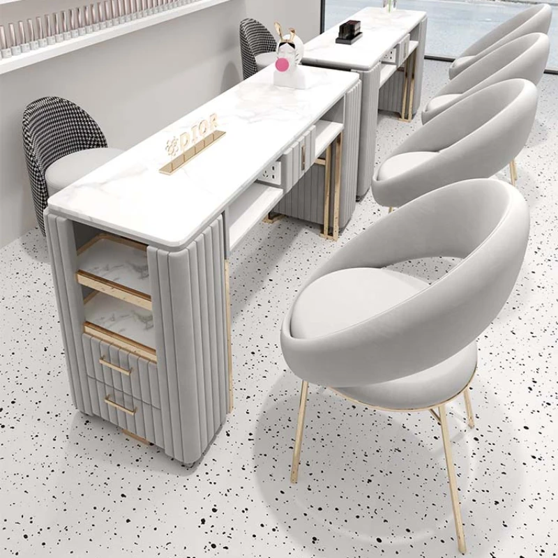 White Professionals Nail Desk Workstation Kawaii Aesthetic Designer Nail Desk Manicure Storage Tavolo Per Unghie Salon Furniture