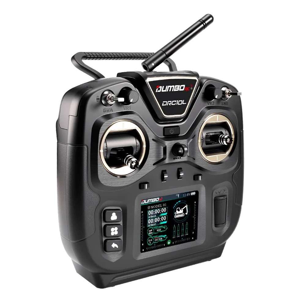 DUMBORC RC Transmitter DRC10L 10CH 2.4G FHSS Radio Controller Wired & Wireless Coach Mode 20 Model Memory For RC Car Boat Tank