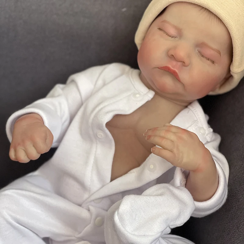 48CM Reborn Levi Sleeping Baby lalki noworodki całego ciała ze skórą 3D wielowarstwowa malowanie widocznymi żyłkami miękka w dotyku lalka