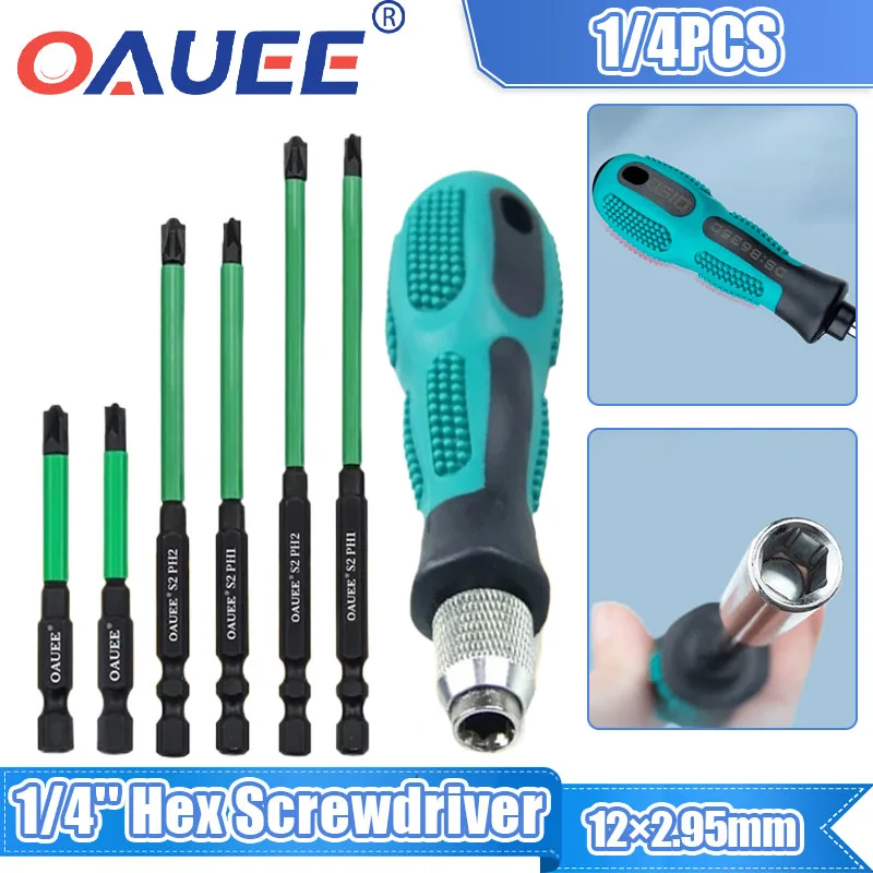 1/4'' Hex Screwdriver Handle 6.35mm Magnetic Screw Driver Bits Holder Self-locking Adapter Cross Screwdriver Repair Hand Tool