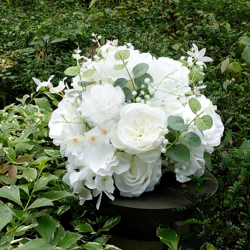 40 cm Neue Simulierte Weiße Blume Ball Hochzeit Decor Pfingstrose Rose Blume Ball Party Hochzeit Bühne T Bühne Straße Führende dekor Blumen – Detail 5