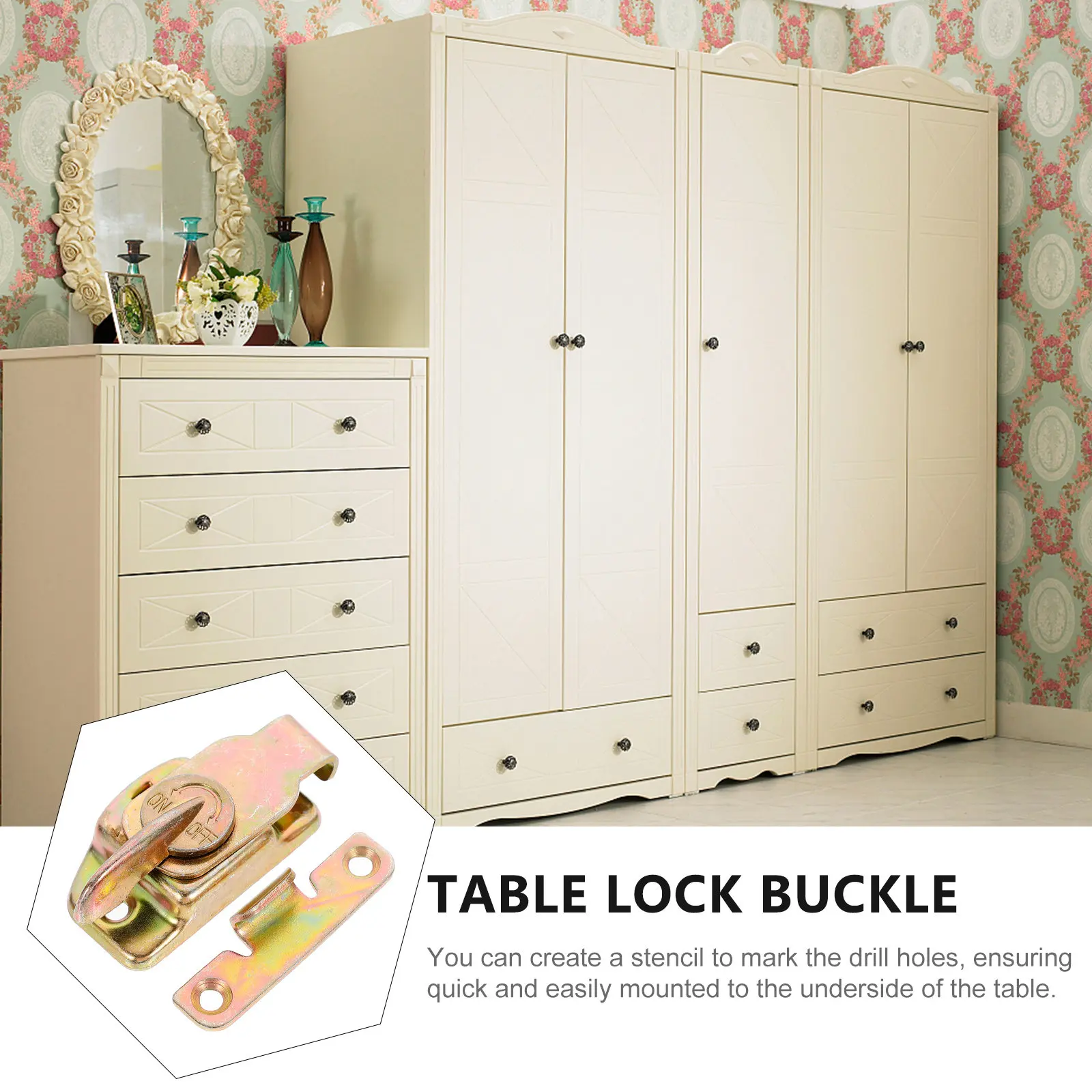 

4Pcs Cabinet Door Buckle Table Connector Lock Clasp Plate Strong Hold Expandable Table Joint Fixings for Home Office Use