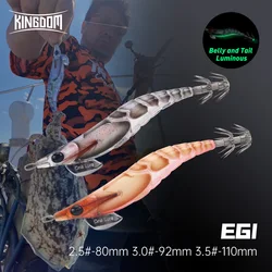 Kingdom Squid Bait 2.5# 3.0# 3.5# Artificial Jigging Lures Slow Sinking Strong Hooks Sea Fishing Octopus Cuttlefish Luminous EGI