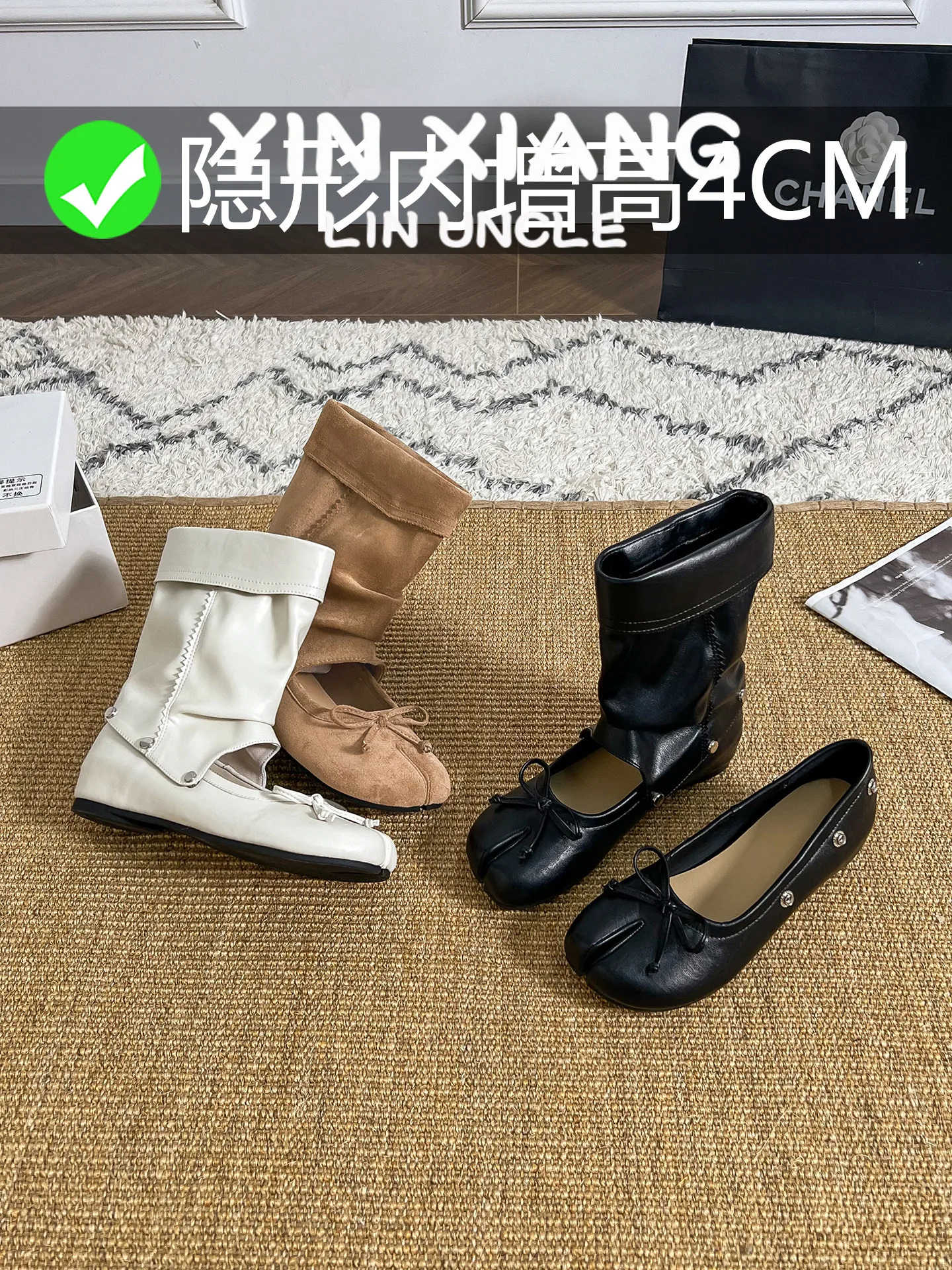 Retro Leather Short Boots Women's Ballet Flats Two-Way Wear Stack Boots Korean Style  Knot Winter Fashion Boots
