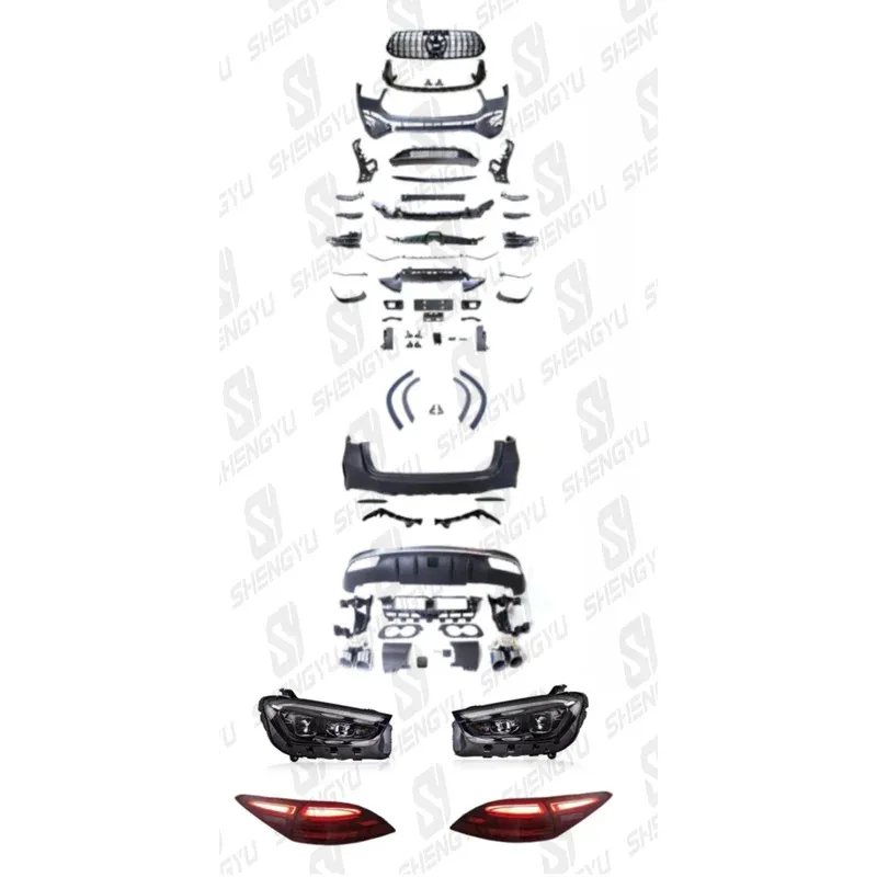 Brand New Car Modified Accessories Bumpers Grille Eyebrows Rear Diffuser Tail Pipes Car Lamps for  GLE W167 19-23 Upgr to 24 GLE