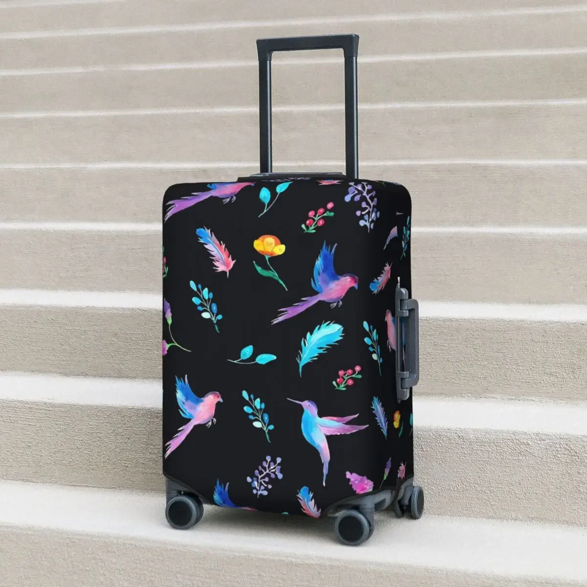 Bird And Floral Suitcase Cover Pretty Birdie Business Vacation Strectch Luggage Supplies Protector