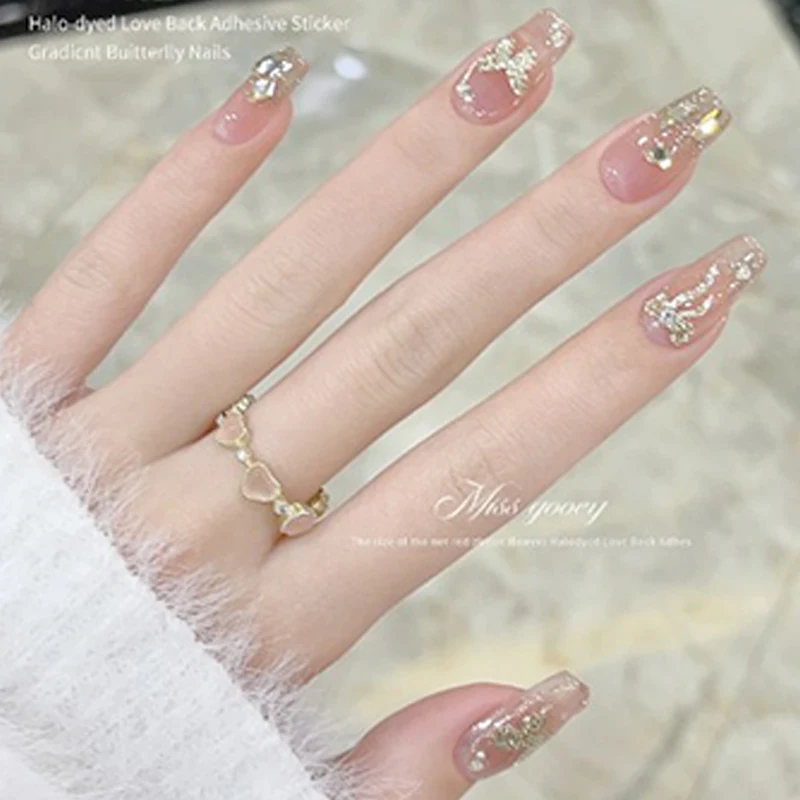 Pegatinas de uñas con forma de Flash de diamantes rotos, accesorios de calcomanías adhesivas de estrellas de amor de arco