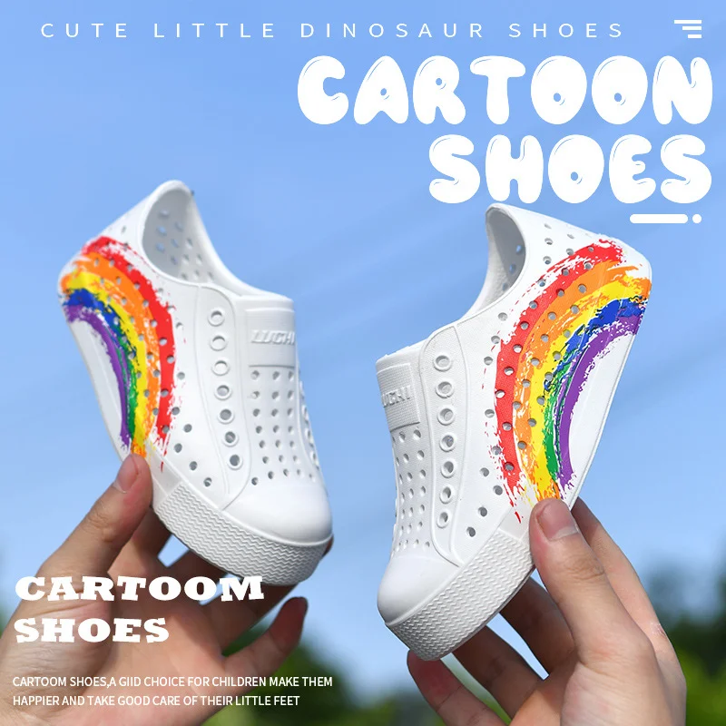 

Children's Cave Shoes Boys and Girls Rain Shoes Breathable Non-slip Cartoon Beach Shoes Middle and Large Children Sports Sandals