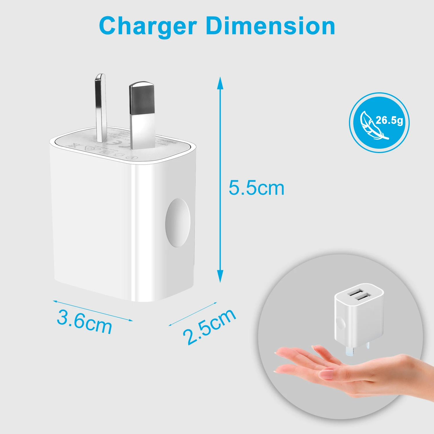 2pcs Dual USB Wall Charger USB Power Adapter Plug Double USB Wall Plug Adapter 2 porte USB AU Plug 5V/2.1A caricabatterie certificato