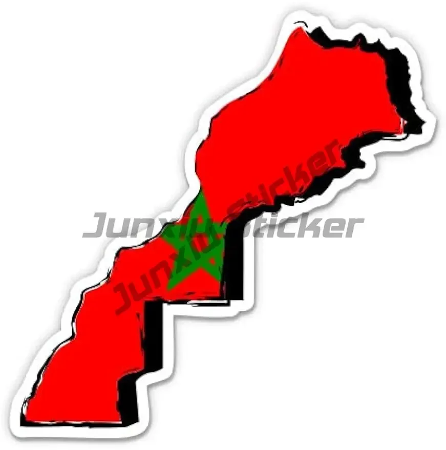 Morocco Country Shape Moroccan Flag Vinyl Sticker for Car Laptop Home Appliance Electric Motorcycle Waterproof Decal