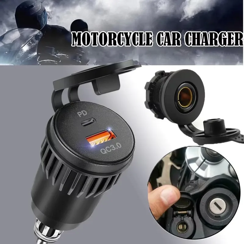 QC 3.0 motorcycle socket 12v to usb c eu plug USB C Fast Charging Adapter Motorcycle Hella DIN Plug Socket Power for BMW