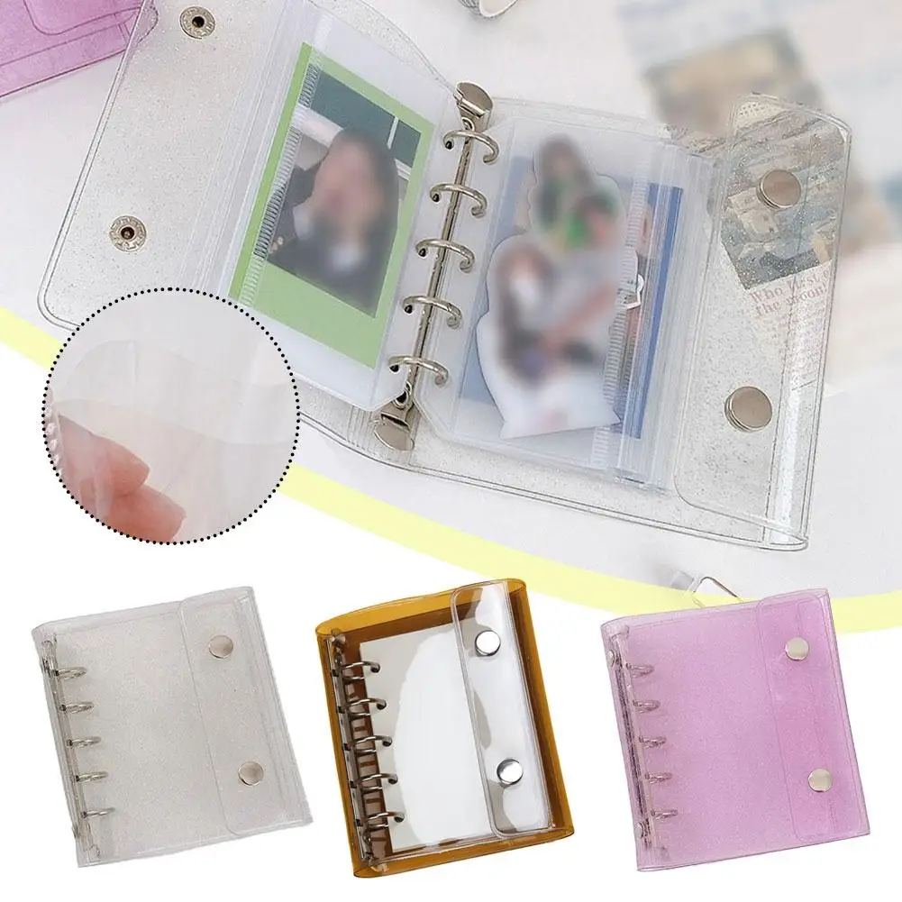 M5 5 Lubang Glitter Transparan Binder Loose Cover Jurnal Buku Sketsa Multifungsi Kantong Penyimpanan Buku Harian Aksesoris Kantor