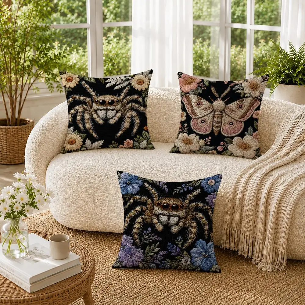 Gothic Spider Moth Decor Cushion Cover Pillowcase Sofa Living Room Home Gift Office Decor Protective Covers
