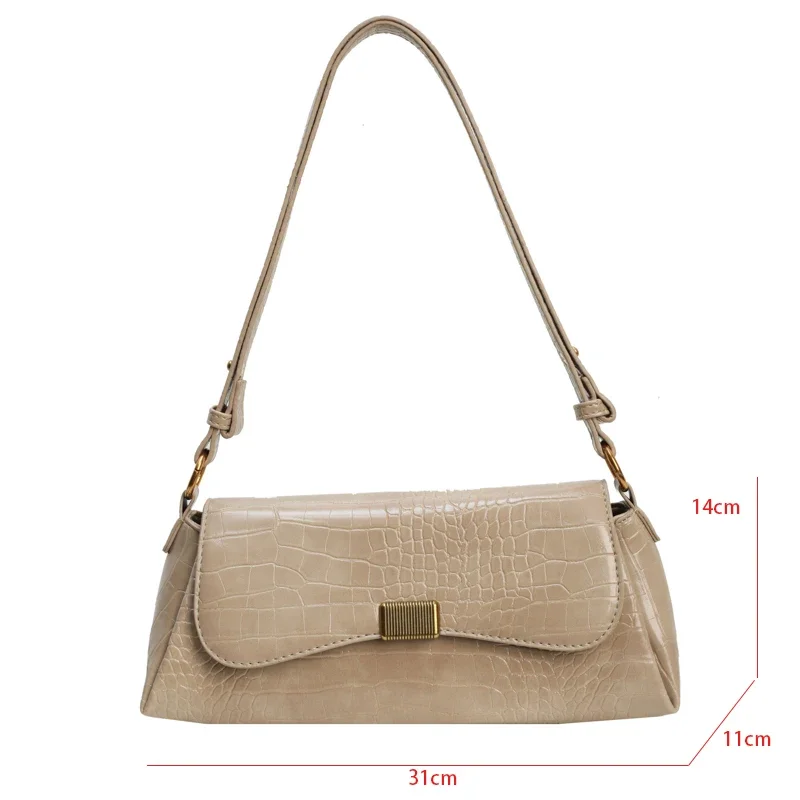 Retro Women Bag Brand Shoulder Handbag Designer Crocodile Pattern Leather Crossbody Bag French Style Underarm Female Sac A Main