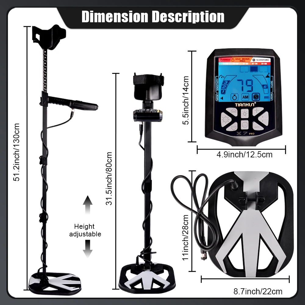 Professional Metal Detector, High Sensitivity, Gold Detector, Auto Ground Balance, External Interference, New Stem Structure, X7