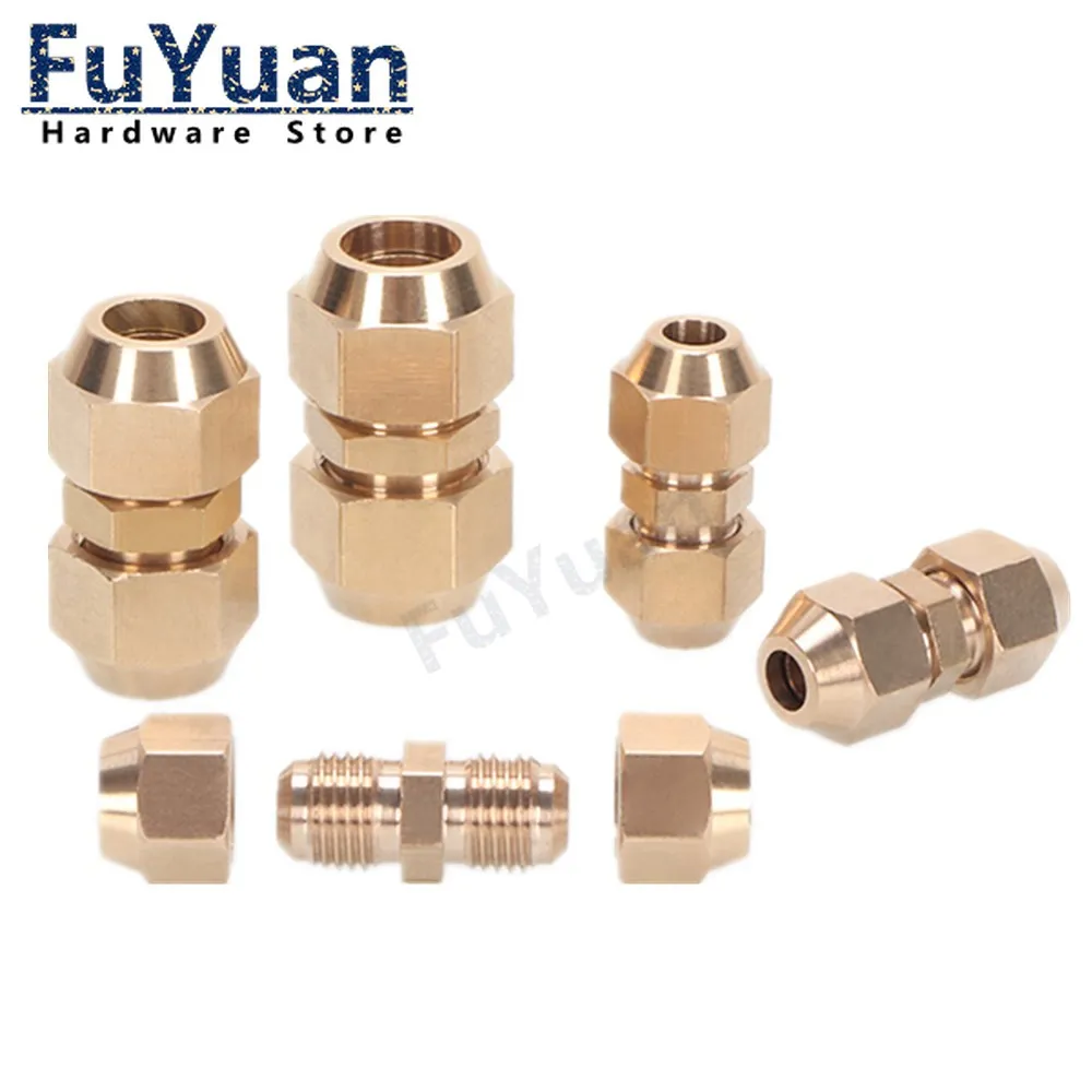 1pcs Flared Brass Straight through pipe fittings 6/8/10/12/14mm Tube connector Fitting Air conditioning extension tool Fitting