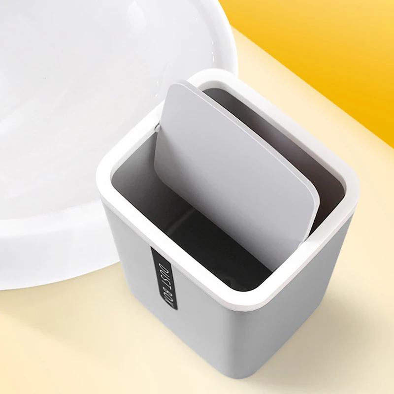 Trash Can Mini Wastebasket Plastic Swing Lid Bin Home Rubbish Waste Dustbin Kitchen Paper Wastebasket Shake Cover Storage Bucket - Image 5