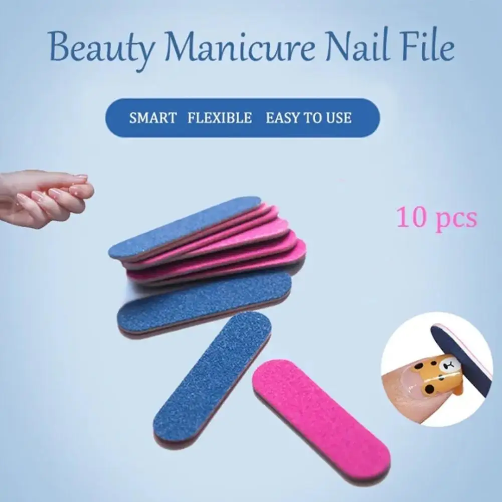 10 Stuks Mini Spons Nagelvijl Kleurrijke Nagel Buffer Dubbelzijdige Verwijderaar Manicure Pedicure Vijlen Cuticle Schuren Buffer A6v1