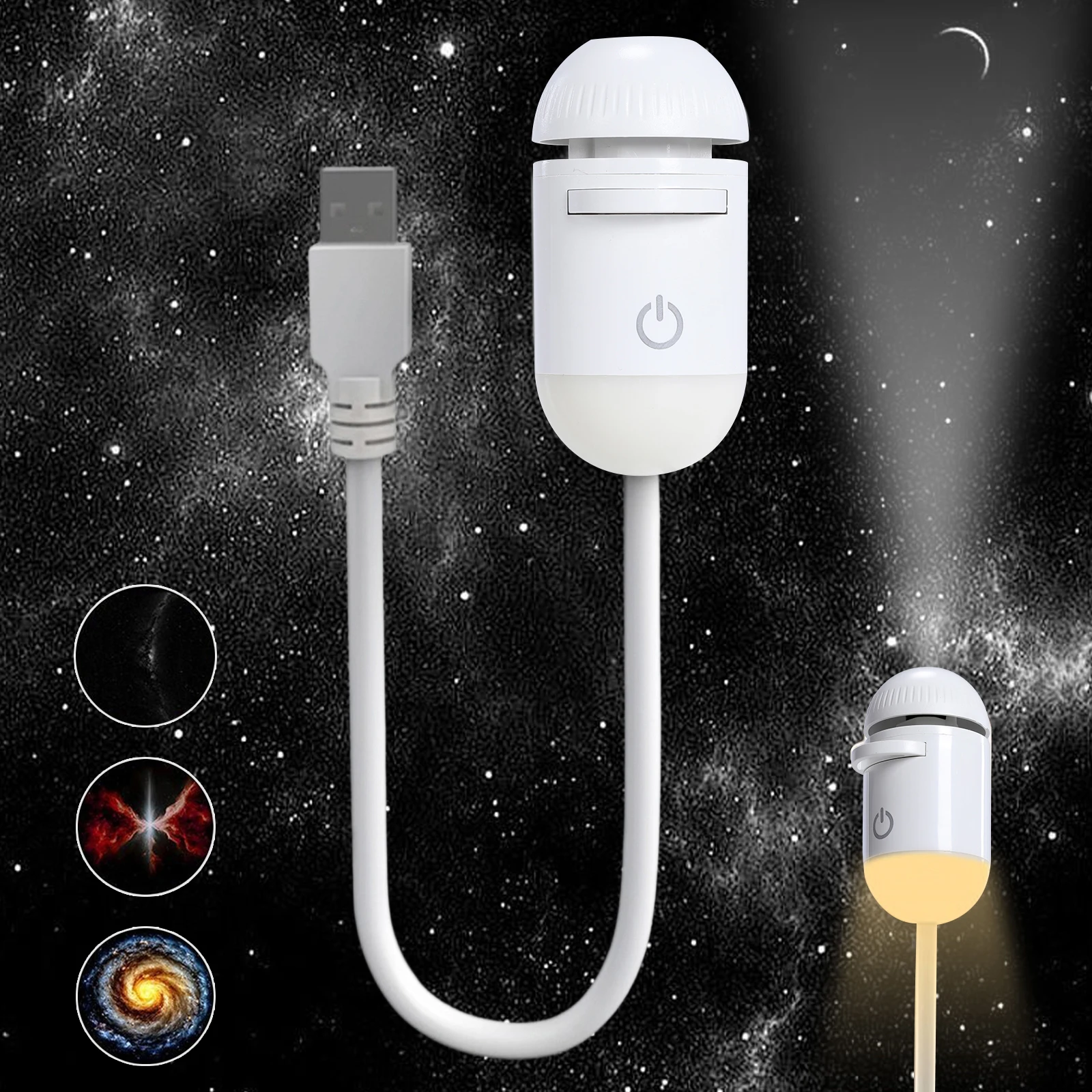 2-in-1 Mini Galaxy Projector Night Light USB Starry Sky Night Light Projector with 360° Rotating Design Mini LED Projection Lamp