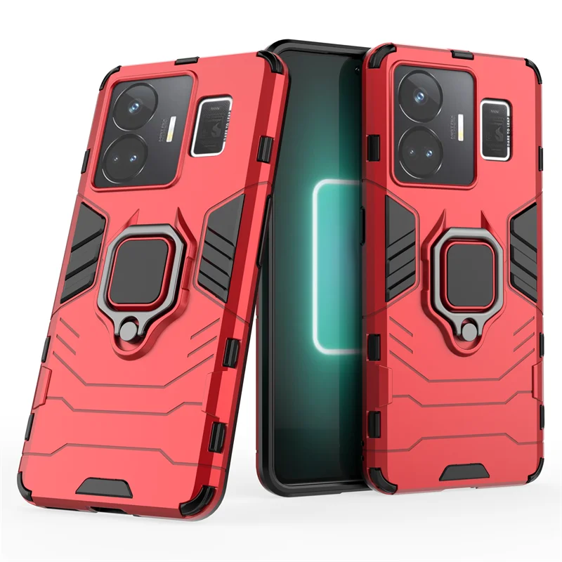 For Oppo Realme GT Neo 5 RMX3706 Case Ring Iron Man Armor Car Bracket Protect Hard Etui For OPPO Realme GT3 10 Pro Plus C33 Case