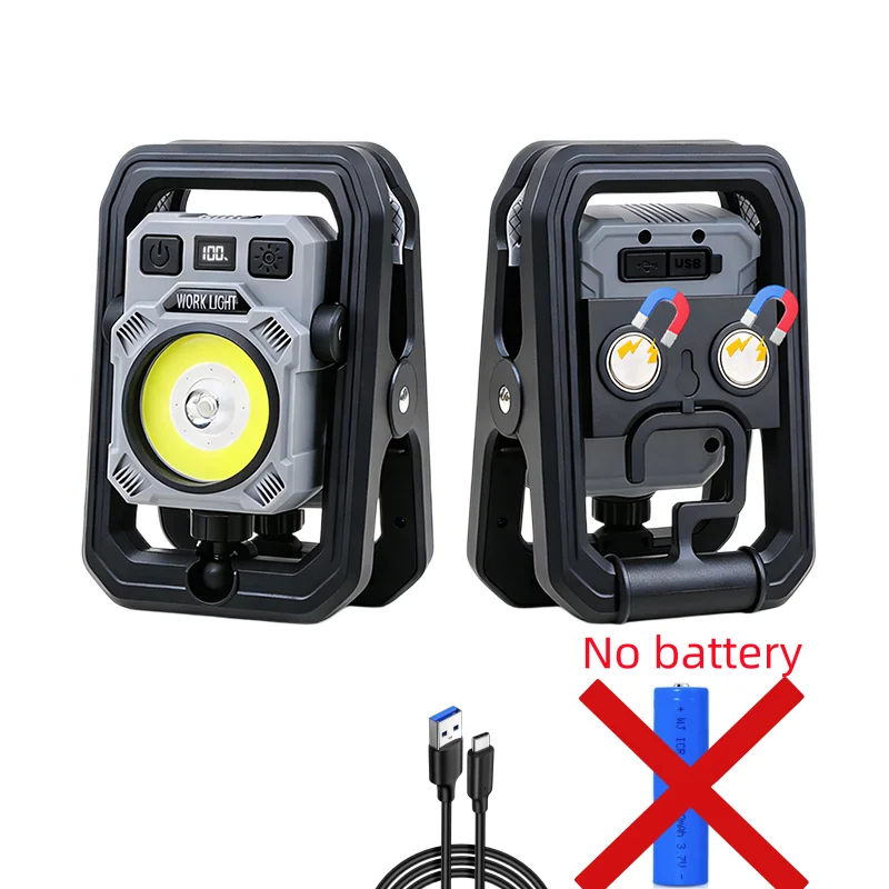 Multifunctionele LED-werklamp met haak, magneet, penclip, statiefadapter, 360° ° draaibare campinglamp voor gebruik buitenshuis