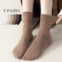 5 Pairs Autumn Spring Women Socks Seamless High Quality Cotton Socks Women Soft Comfortable Crew Socks Ladies