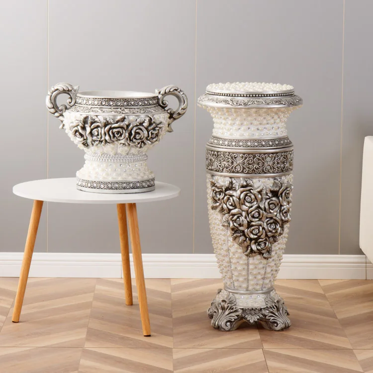 Shopping mall home pasting beads fiberglass floor-to-ceiling Roman column flower ware dried flower arrangement ornament living