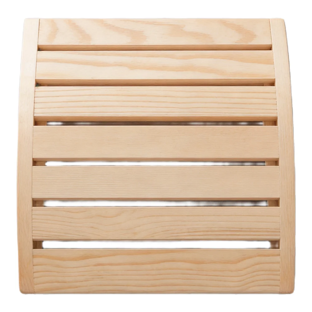 Sauna Pillow Made of Natural Wood with Ergonomic Shape to Enhance Relaxation Experience in Traditional or Infrared Saunas