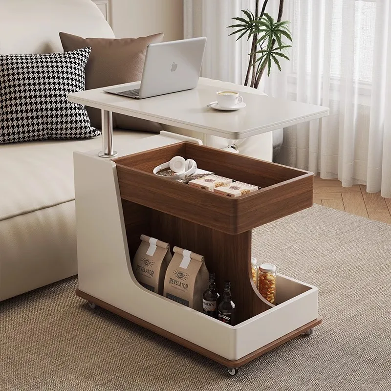 Lusso leggero, senso di fascia alta, tavolino accanto al divano mobile, soggiorno con ruote, carrello elevatore, tavolo da tè, mobile laterale