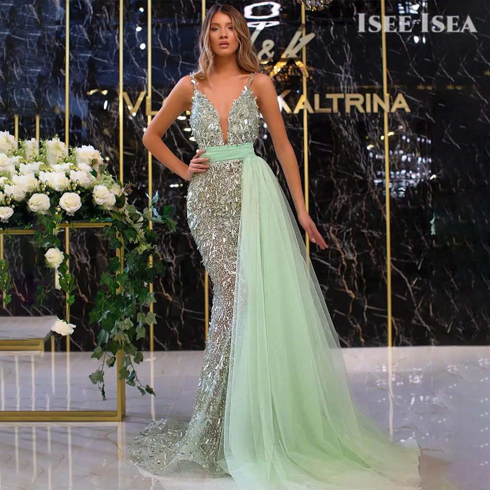 

Изысканное вечернее платье шалфейного зеленого цвета с блестками, милое коктейльное платье для выпускного вечера, арабское свадебное платье русалки, 2026, по индивидуальному заказу