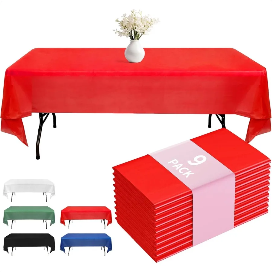 

Plastic Table Cloth 9 Pack 54 x 108 Inch Table Cloths Party Picnic Wedding Decorative Tablecloths Rec Red Plastic Cover Leakpr