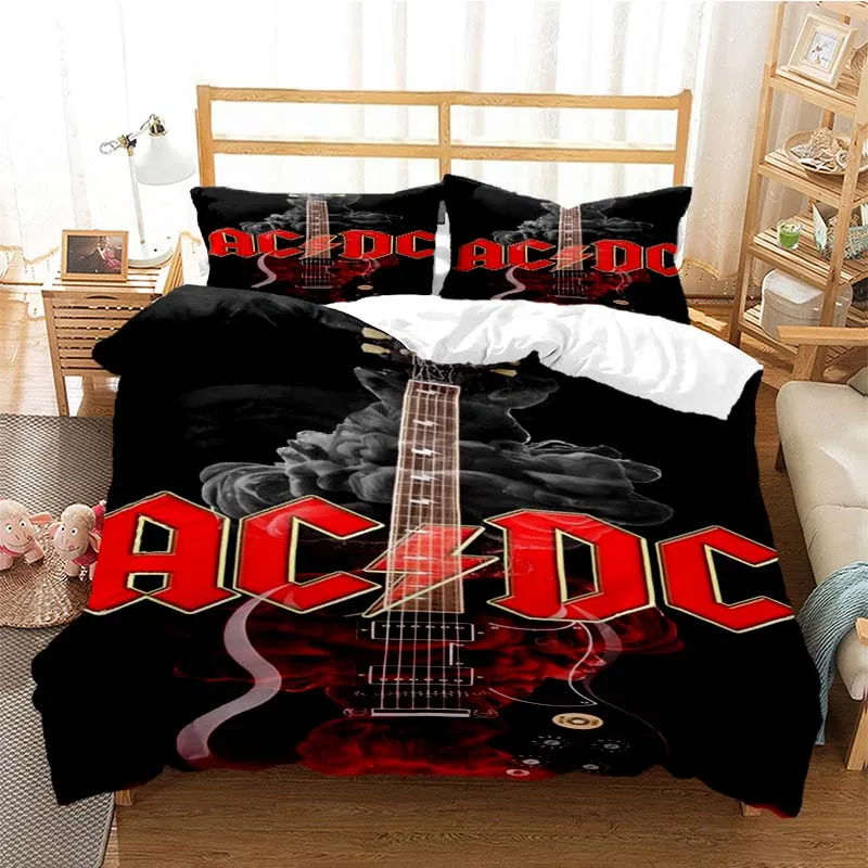 2024 Fashion AC_DC Rock Band Bedding Set Boys Girls Twin Queen Size Duvet Cover Pillowcase Bed Kids Adult Fashion Home Textiles