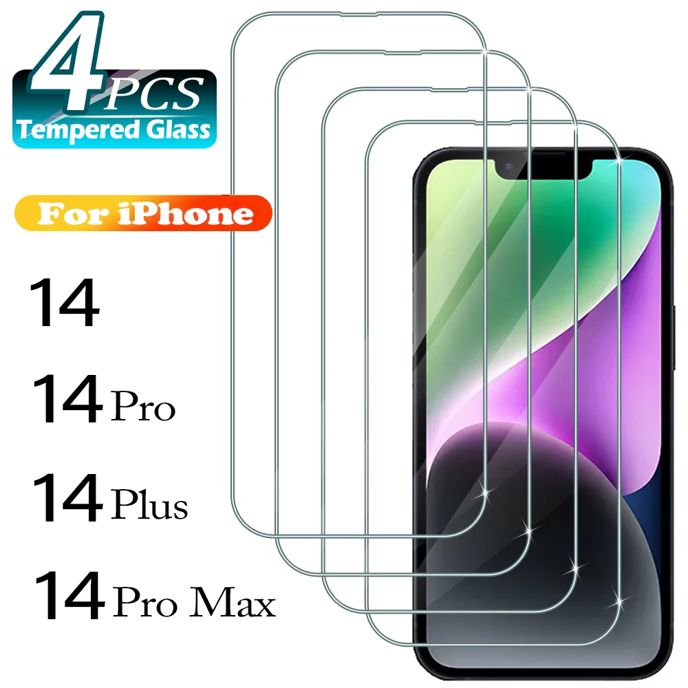 1Pcs/4Pcs HD Tempered Glass For iPhone 14 Pro Max 14Pro Screen Protector For iPhone 14 Plus Protective Glass Film