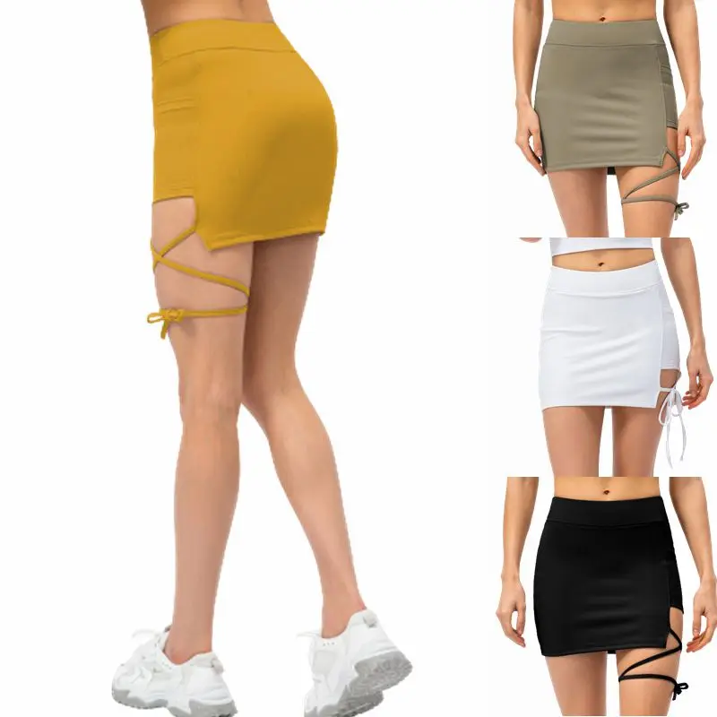 

Women's Summer Sports Tennis Dance Fitness With Pockets Quick Dry Skinny Sexy Ladies Lined High Waist Mini Golf Sports Skirt