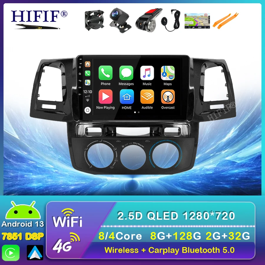 For Toyota Fortuner HILUX Revo 2008-2014 DSP Car Radio Multimedia Android 13  Stereo Vedio Player GPS Navigation