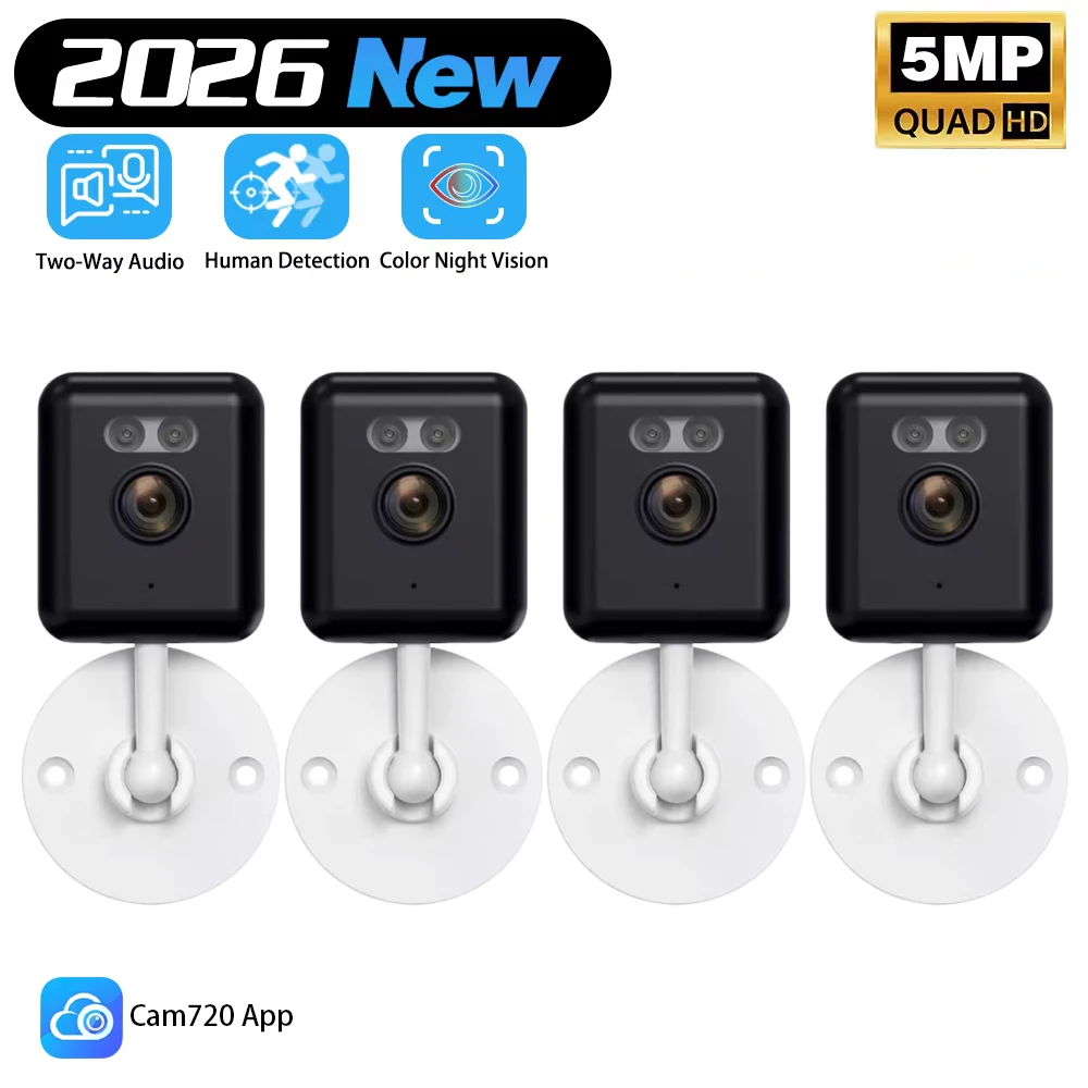 Cam720 APP Home Wireless Camera HD 5MP Mini 2.4G WiFi Indoor Vidop Camera With Two-Way Audio Baby Monitor Support 128G TF Card